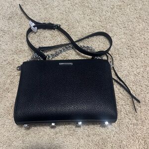 Rebecca Minkoff Black Crossbody Bag with Silver Accents - Mini 5 Zip